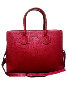Furla Red Leather Satchel Bag